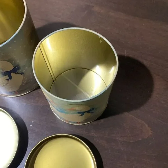 Vintage Nesting Blue Ribbon Duck Geese Metal Tin Canisters Set of 3 - Picture 7 of 10